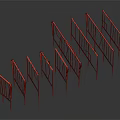 Metal Safety Fences With Red Crossbars Silver Frames And Foldable Portable Design