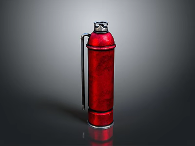 Red Fire Extinguisher Design With Metallic Handle Top Nozzle And Shiny Finish 3d model