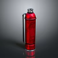Red Fire Extinguisher Design With Metallic Handle Top Nozzle And Shiny Finish