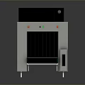 Security Inspection Scanner With White Gray Body Black Top Section And Conveyor Belt Indicator Lights