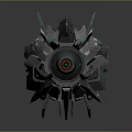 Futuristic Interstellar Spaceship With Metallic Structure Sharp Edges And Green Glowing Accents