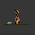 Warrior Character Toy Figure Riding Orange Snail With Purple Shell On Green Grass