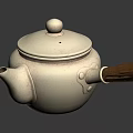 Vintage Silver Teapot With Wooden Handle And Shiny Metallic Body