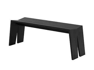 Modern Public Bench With Black Finish And Unique Geometric Leg Design 3d model