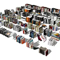 Colorful Books and Magazines in Various Sizes Scattered on White Background
