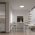 Modern Duplex Living Room Interior With High Ceiling Pendant Lights And Large Windows