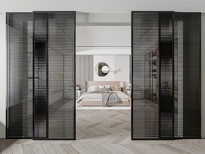 Modern sliding door metal glass sliding door 3d model