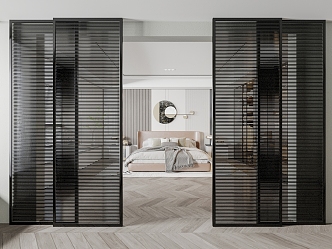 Modern sliding door metal glass sliding door 3d model