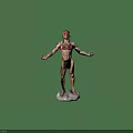 Tribal Style Game Movie Character With Chest Tattoos Headpiece And Stone Base Arms Outstretched