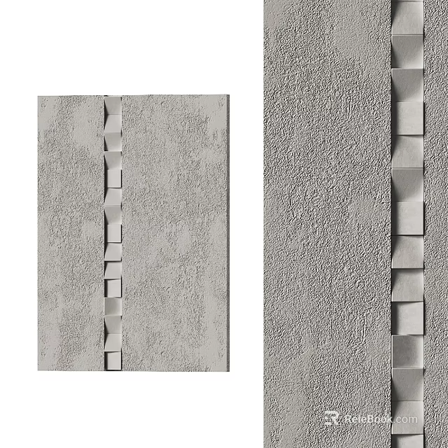 Modern Gray Textured Wall Decor With 3D Cube Design For Living Room 3d model 
