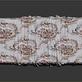 Wooden Bed Frame With Floral Pattern Bed Sheet And Classic Wooden Structure