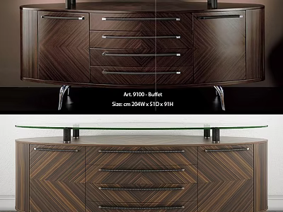 Elegant Modern Wooden Sideboard With Chevron Pattern Drawers Glass Top And Metal Legs 3d model
