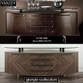 Elegant Modern Wooden Sideboard With Chevron Pattern Drawers Glass Top And Metal Legs