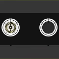 Modern Gas Hob With Two Burners Black Glass Surface And Stainless Steel Edge