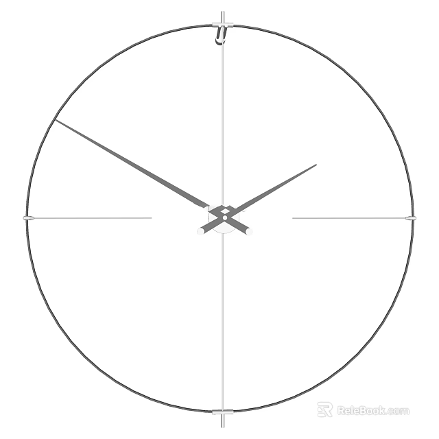 Minimalist Round Wall Clock With Simple Design And Thin Hands 3d model