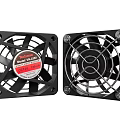 Black Square Robinson 2525 Model 12V Air Conditioning Fan with Metal Mesh Cover