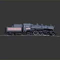 Detailed Black And Pink Steam Locomotive Model Train On Display Base