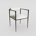 Modern Minimalist Leisure Chair With White Upholstered Seat And Black Metal Frame