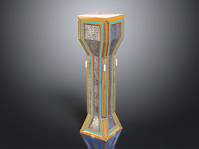 Intricate Decorative Vase With Geometric Patterns And Colorful Borders 3d model