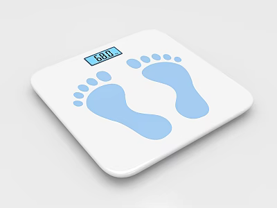 Medical Digital Weight Scale with White Surface Blue Footprint Design and Display for Accurate Measurement 3d model