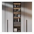 Modern Light Luxury Decorative Cabinet With Glass Display Shelves Built In Warm Ambient Lights
