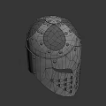 Silver Metal Helmet With Decorative Rivets Face Mask And Cross Shaped Holes