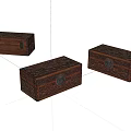 Dark Carved Wooden Storage Boxes With Intricate Patterns And Antique Design