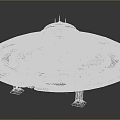 Sci Fi Flying Saucer Model With Disc Shaped Body Top Antenna And Textured Surface