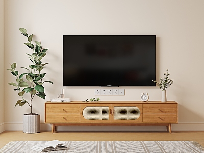 Log Style TV Cabinet Japanese Style TV Cabinet Nordic TV Cabinet 3d model