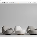 Modern Single Sofa With Round Design Plush Cushion And Wooden Base In Neutral Tones