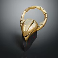 Futuristic Golden Helmet with Streamlined Structure Shiny Metallic Finish and Modern Design