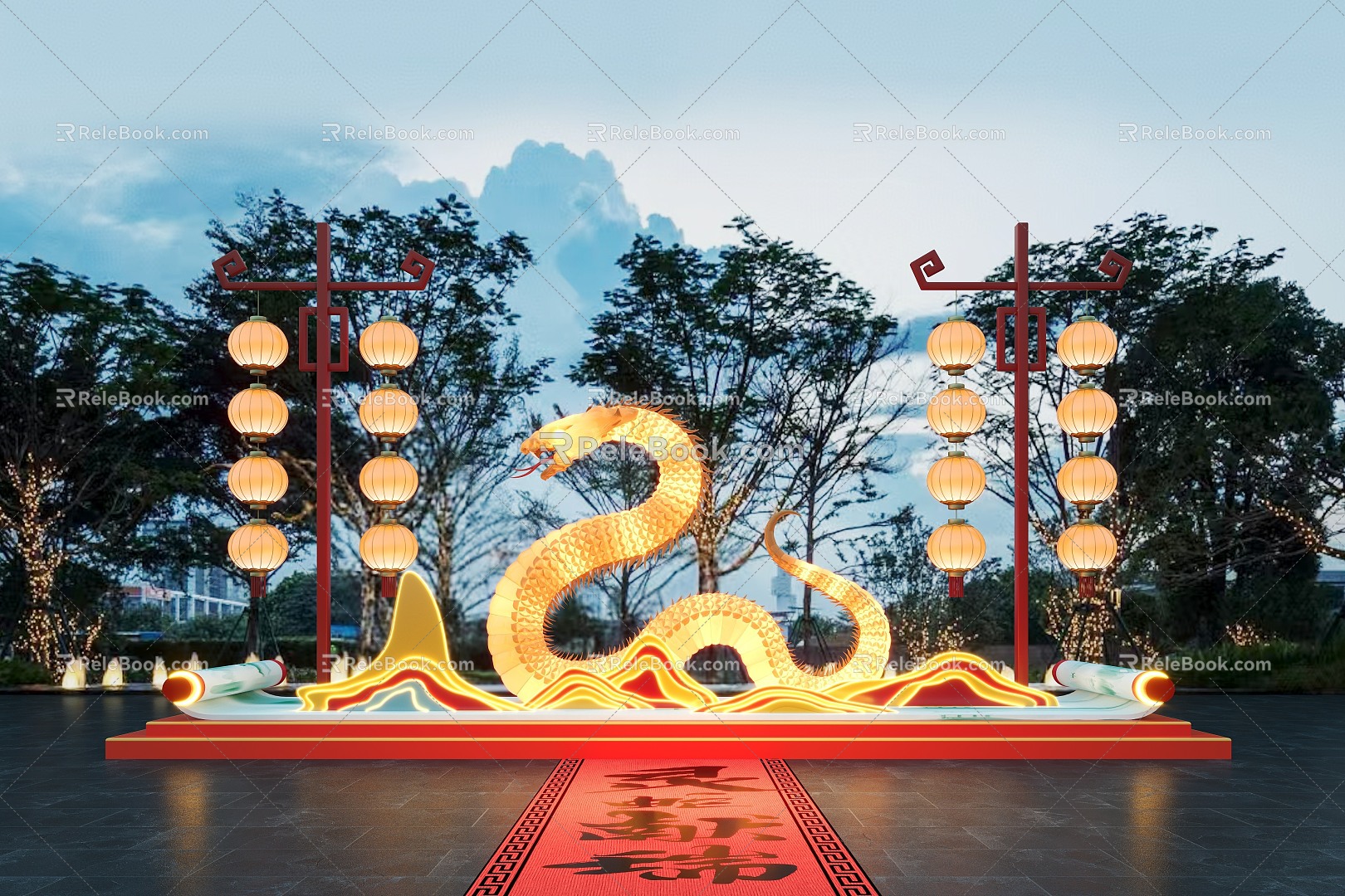 National Tide Year of the Snake Meichen Lantern Festival Lantern Festival Commercial Meichen Lantern Festival Activities 3d model