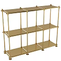 Gold Metal Multi tier Open Design Storage Shelving Unit For Home Decor