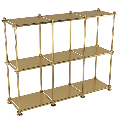 Gold Metal Multi tier Open Design Storage Shelving Unit For Home Decor 3d model