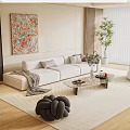 Cream wind sofa coffee table combination cream sofa coffee table combination 3d model
