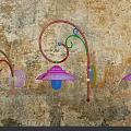 Decorative Metal Wall Lamps With Curved Design Mounted On Dark Wall
