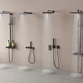 Modern Black Wall Mounted Shower Heads With Rainfall Top Sprays Handheld Sprayers And Toiletries Shelf
