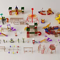 Colorful Playground Equipment With Slides Swings Climbing Frames And Merry Go Rounds