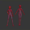Blue Futuristic 3D Character Models In Tight Bodysuits With Different Poses