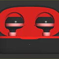 Stylish Red And Black Wireless Earbuds With Portable Charging Case Electronic Device 3d model