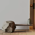 Natural Stone Stool Design For Modern Interior With Decorative Bell And Wooden Base
