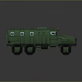Green Military Vehicle With Six Wheels Armored Body Windows And Front Lights