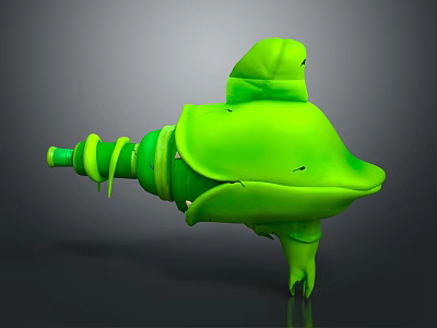 Green Futuristic Sci Fi Weapon With Spiral Structure And Unique Casing Design 3d model