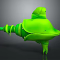 Green Futuristic Sci Fi Weapon With Spiral Structure And Unique Casing Design