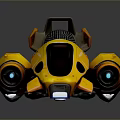 Yellow Futuristic Sci Fi Vehicle With Circular Thrusters And Streamlined Design 3d model