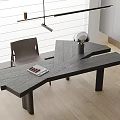 Modern Luxury Black Wooden Tea Table and Matching Chairs with Minimalist Design and Metal Ornaments