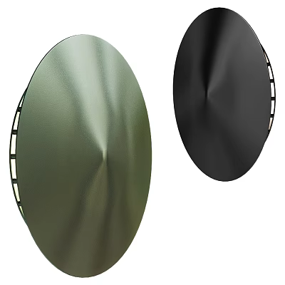 Modern Round Wall Lights in Green and Black Metal Finish Design 3d model