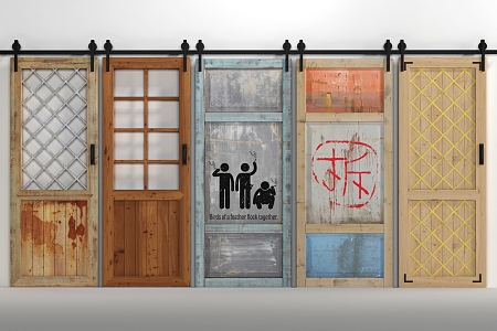 Industrial LOFT Barn Door Decorative Wooden Door 3d model