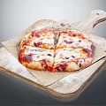Delicious Sliced Pizza on Wooden Board with Tomato Sauce Melted Cheese Olives on Parchment Paper