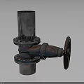 Industrial Valve Mechanical Equipment With Metal Pipeline Flange And Rusty Handwheel